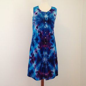 Vintage 90s LL Bean Linen Dress Tie Dye size M